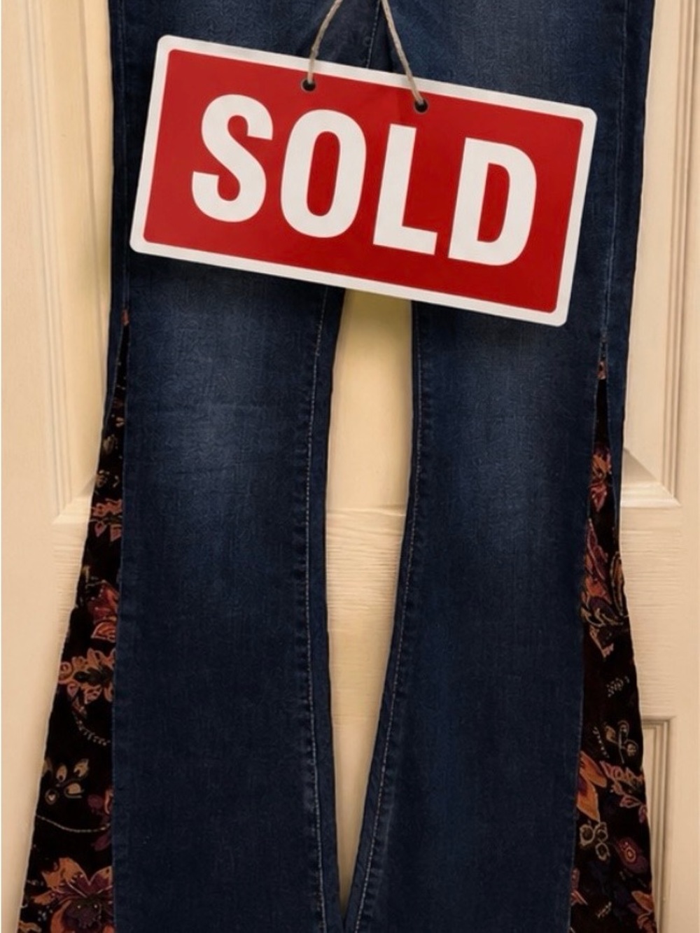 DRIFTWOOD Indigo Flare Jeans with Velvet Floral Inset Panels